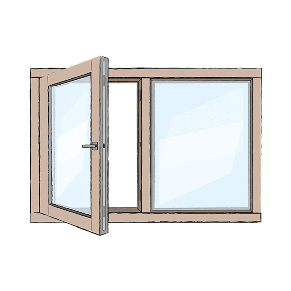 Draai/kiep raamkozijn en vast raam